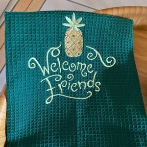 Kitchen Towel Welcome Friends Waffle Weave
